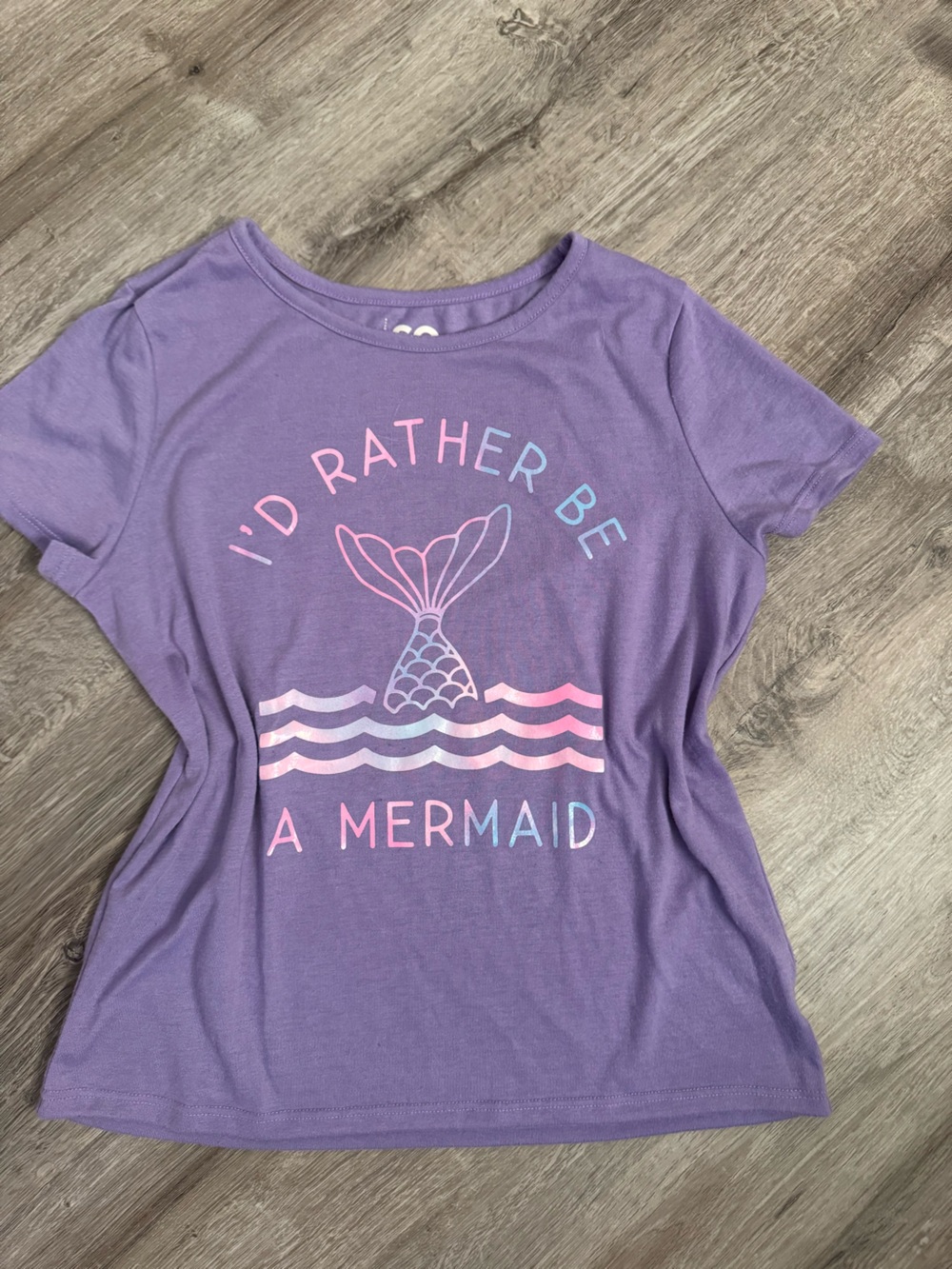 SO Purple Short Sleeve Tee with Pastel Mermaid Graphic